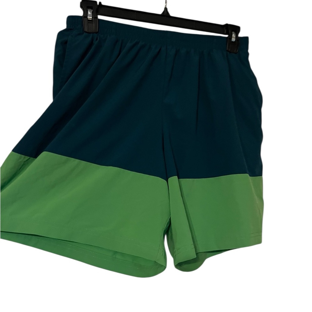Champion Color Block Green Athletic Drawstring Running Short Pockets Sz XL